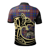 Clan Chisholm Hunting Modern Tartan Polo Shirt Viking Wolf CU55 Chisholm Hunting Modern Tartan Tartan Polo